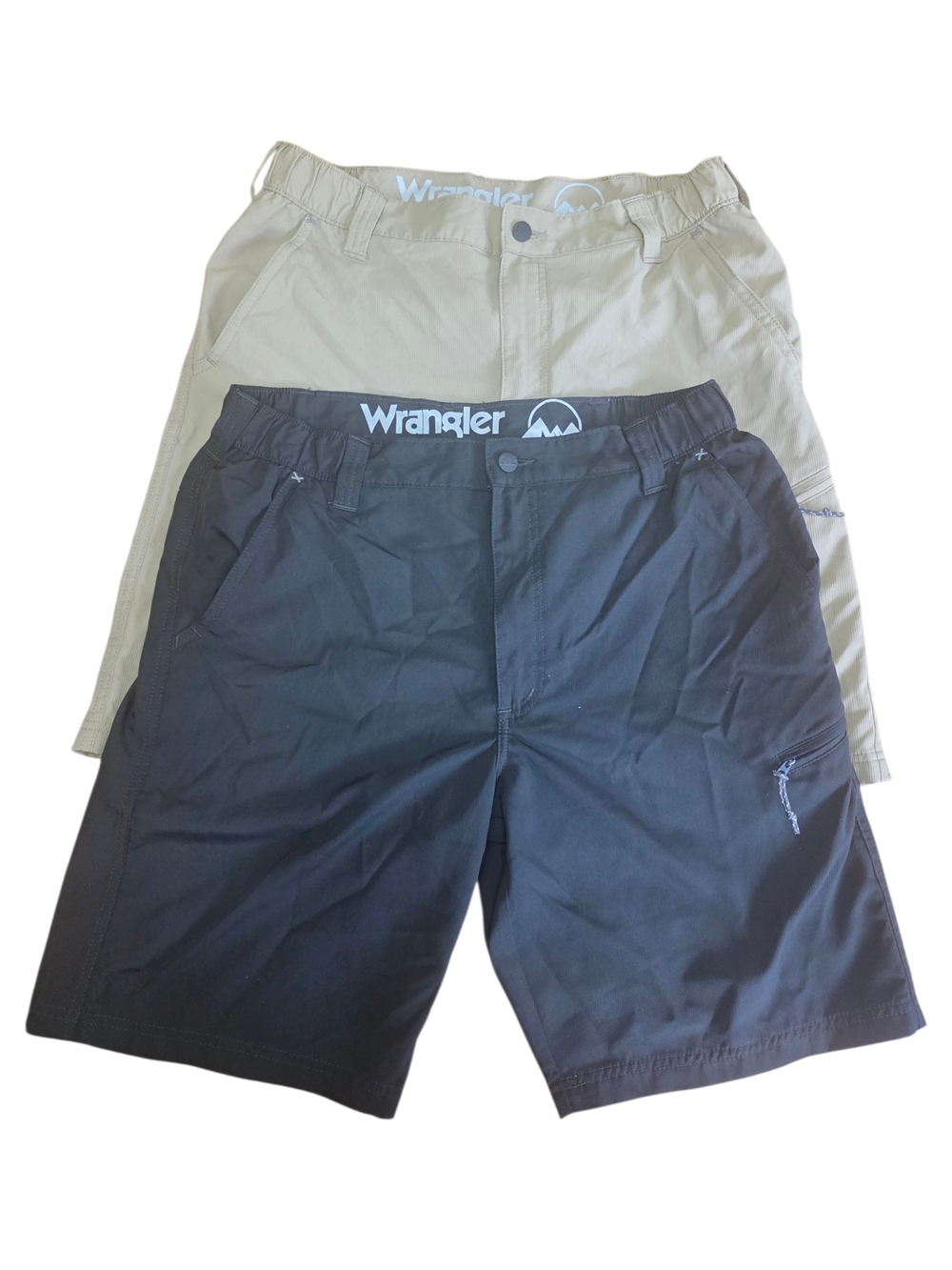 2 Pairs Wrangler Men’s Hybrid Shorts - Black & Tan Size 34